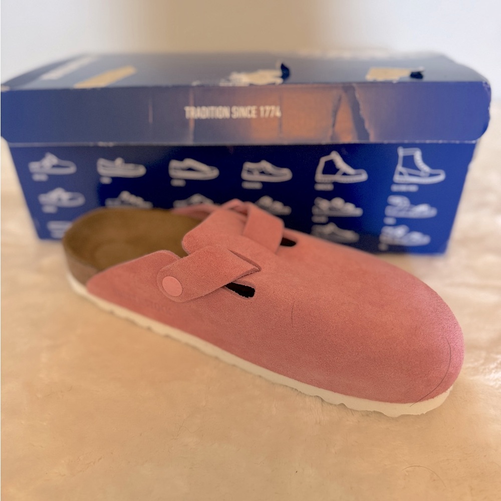 Birkenstock NWT Boston Suede Candy Pink, women’s 7-7.5/EU 38